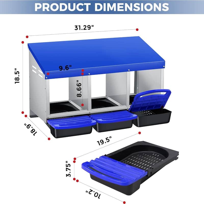 Roll-Away Nesting Boxes for Chickens Coop with Perch