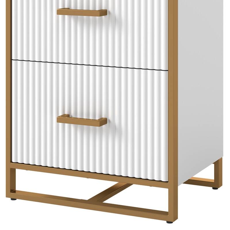 Moasis 2 Drawer File Cabinet with Gold Frame Filing Cabinet for Letter Size Printer Stand