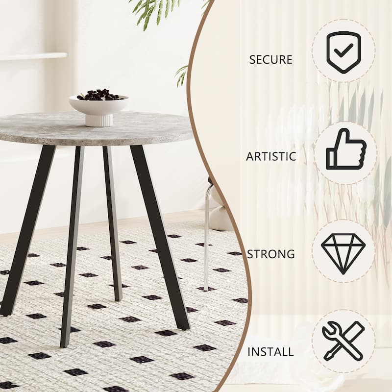 Modern minimalist circular dining table, gray cement texture,medieval modern small circular dining table, casual coffee table