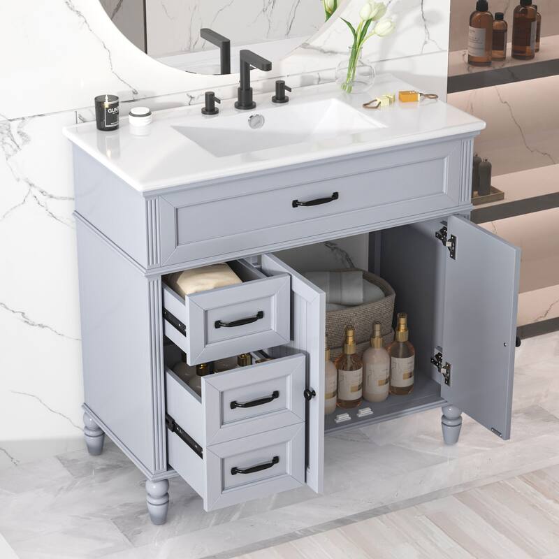 36" Bathroom Vanity with Soft-Close Doors and Soft-Close Drawers
