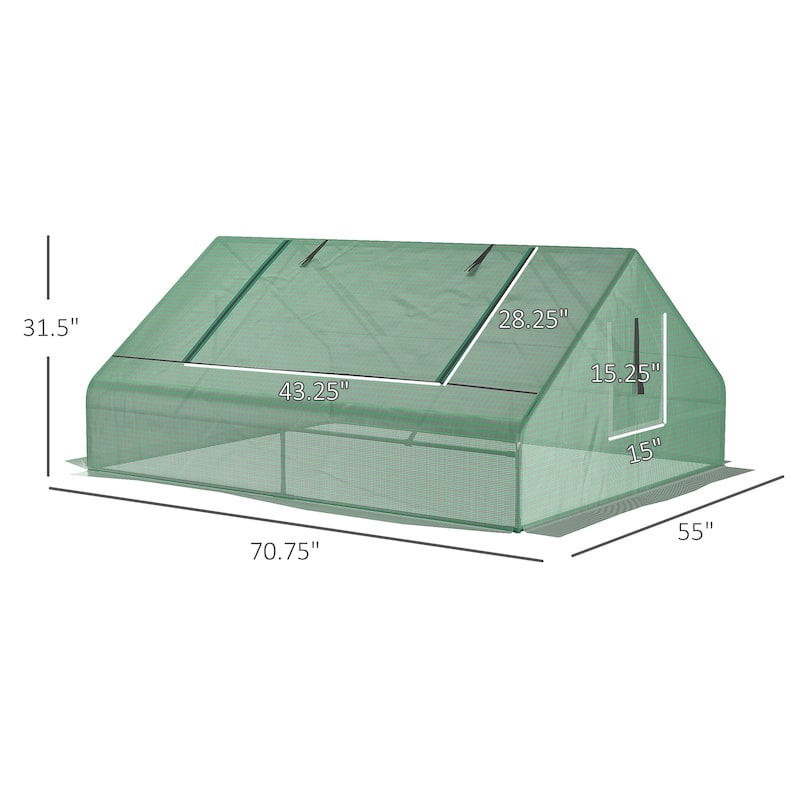 Outsunny 71" x 55" x 32" Mini Tunnel Greenhouse, Garden Planting Shed, Outdoor Flower Planter Warm House