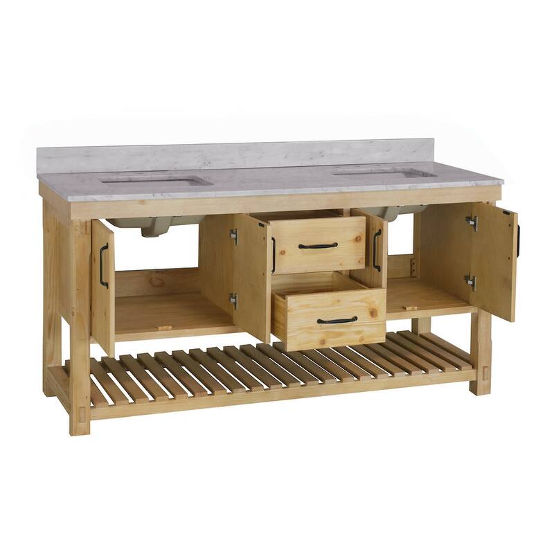 KitchenBathCollection Birmingham 72" Double Bathroom Vanity with Carrara Marble Top