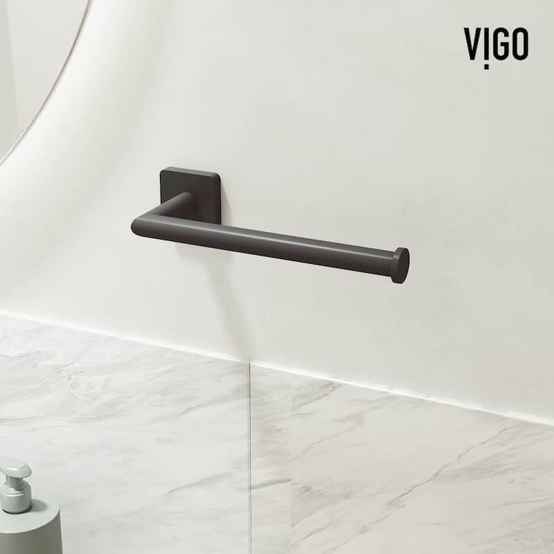 VIGO Satro 4-Piece Bathroom Hardware Accessory Set with 24 in. Towel Bar, Toilet Paper Holder, Hand Towel Holder, Hook