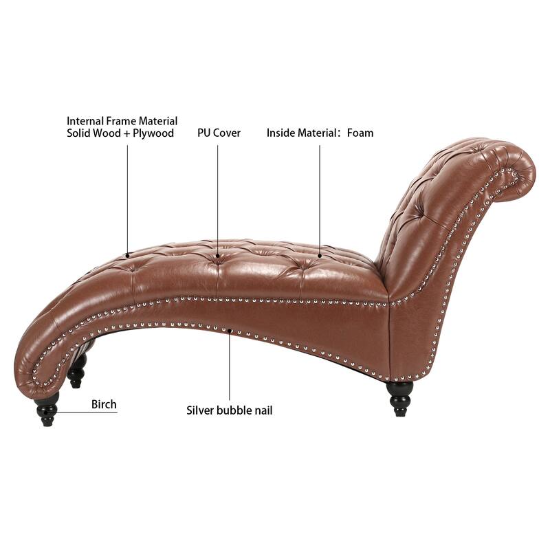 Modern 27.17" Upholstered Buttons Tufted Chaise Lounge Chair with Solid Wood Frame and Nailheads