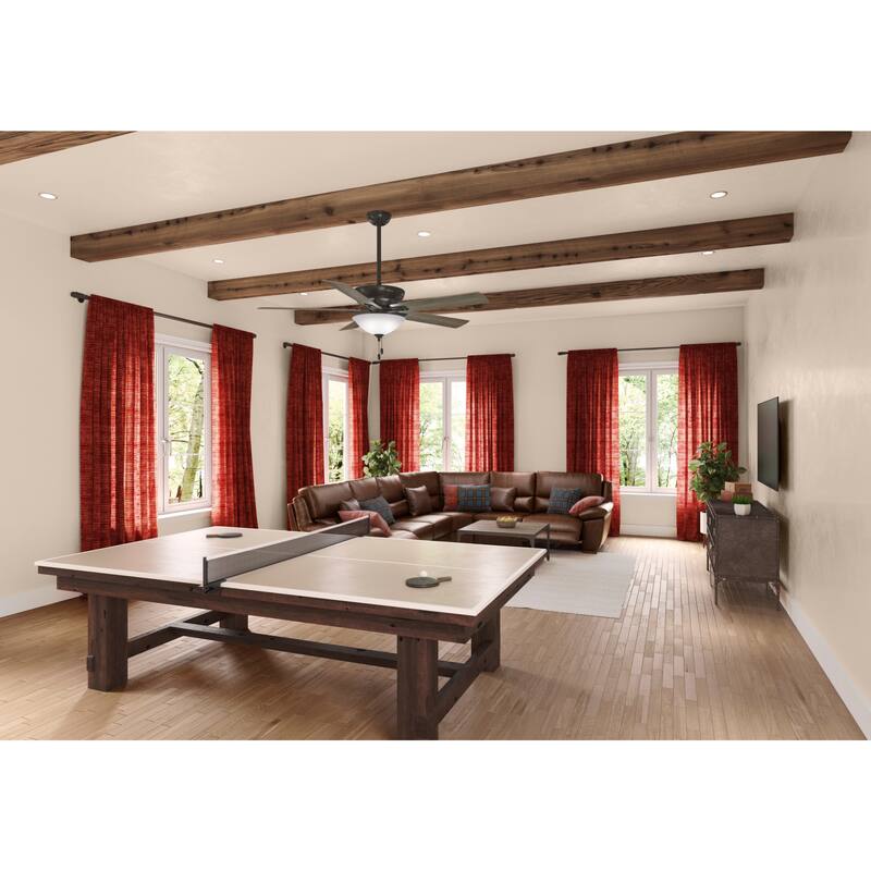 Hunter 60" Hillsborough Great Room Indoor Ceiling Fan LED Light and Pull Chain - Traditional, Rustic