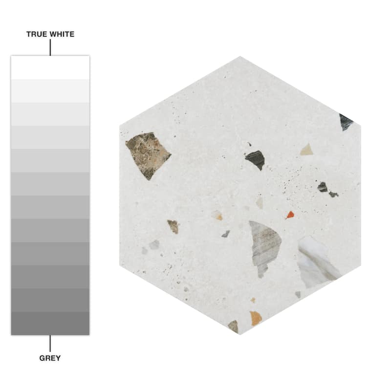 Merola Tile Sonar Hex White 8-5/8" x 9-7/8" Porcelain Floor and Wall Tile