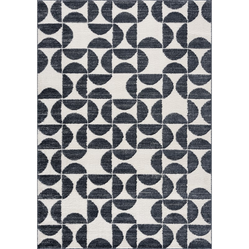 Abani Rugs Nuevo NUE170A High-contrast Charcoal and Ivory Area Rug