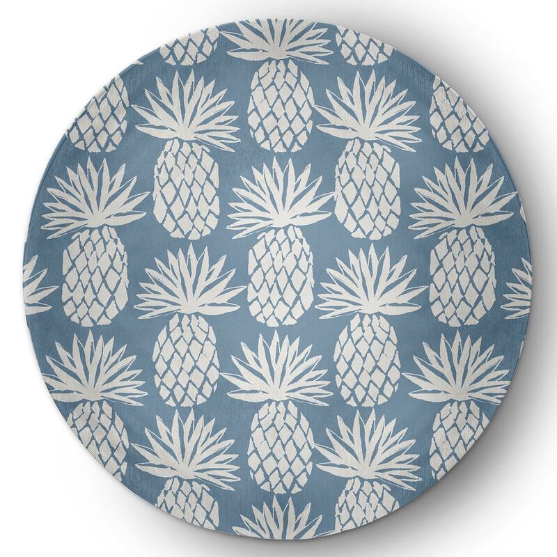 Pineapple Pattern Indoor/Outdoor Rug - Dusty Smoke - 5' Round