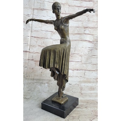 Turkish Dancer Art Deco Bronze Sculpture Statue By D.H. Chiparus On Marble Base