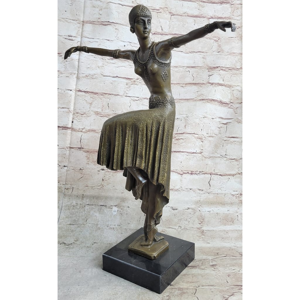 Turkish Dancer Art Deco Bronze Sculpture Statue By D.H. Chiparus On Marble Base
