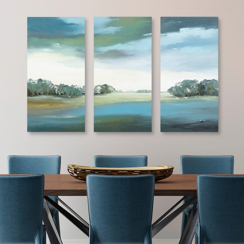 Blue Landscape Light Part A, B, C Canvas Art Prints