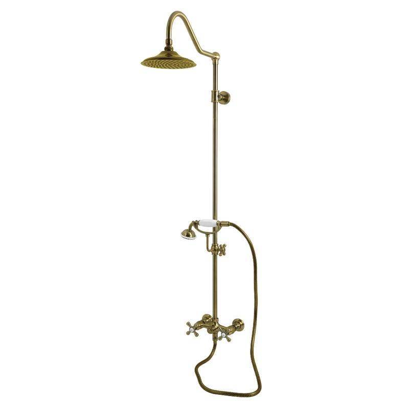Kingston Brass Kingston Wall Mount Rain Drop Shower System with Hand Shower - Antique Brass