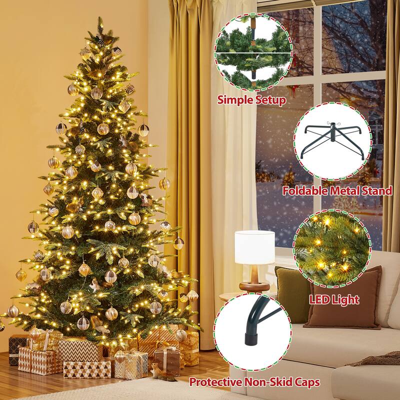 Yaheetech Pre-Lit Christmas Tree Artificial Christmas Tree with Warm White Incandescent Lights