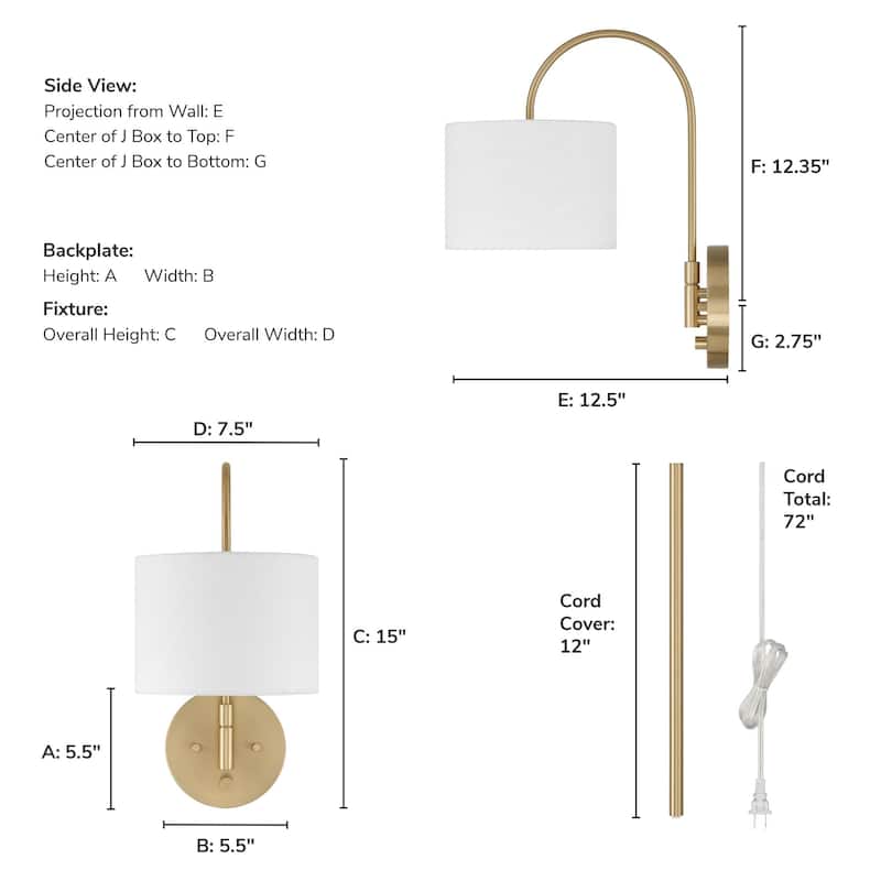 Hunter Horizon 1-Light Wall Sconce - Bedroom, Bathroom, Hallway, Living Room - Transitional