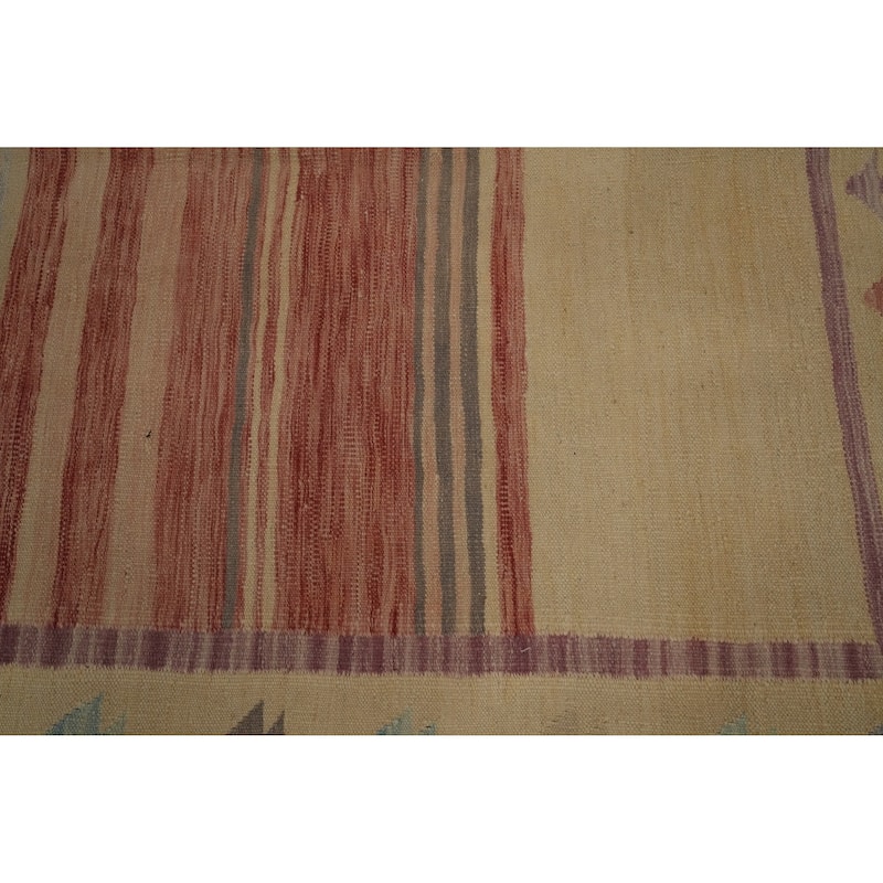 Hand Woven Oriental 100% Wool Carpet Southwestern Tribal Multi-Colored Kilim Area Rug - 6' 9'' X 4' 10''