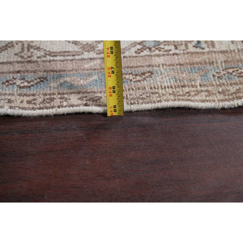 Muted Traditional Geometric Hamedan Persian Area Rug Wool Handmade - 6'10" x 9'9"