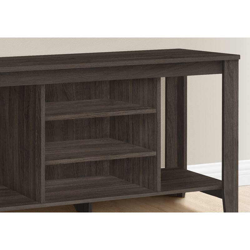 48 Inch TV Stand, Contemporary Brown Laminate Entertainment Center with Storage Shelves, Fits TVs Up to 79 Inches