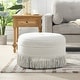 preview thumbnail 47 of 90, Yolanda Performance Fabric 25" Tufted Round Footstool Ottoman with Rope Fringe Alabaster Off White Tweed