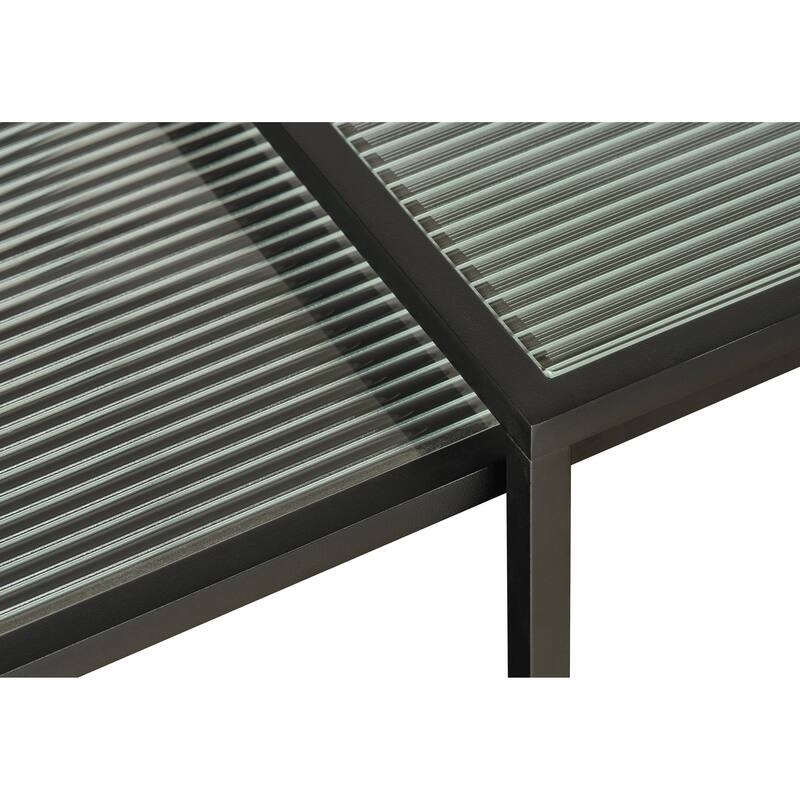 Rye Studio Brianne Metal and Fluted Glass Nesting Coffee Tables