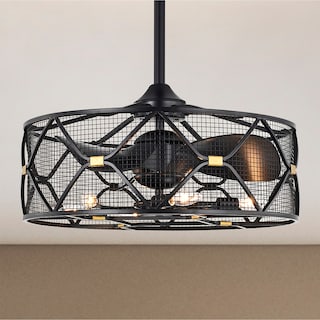 Nelle 24-inch Matte Black 6 Lights 3 Blades Lighted Ceiling Fan with Remote