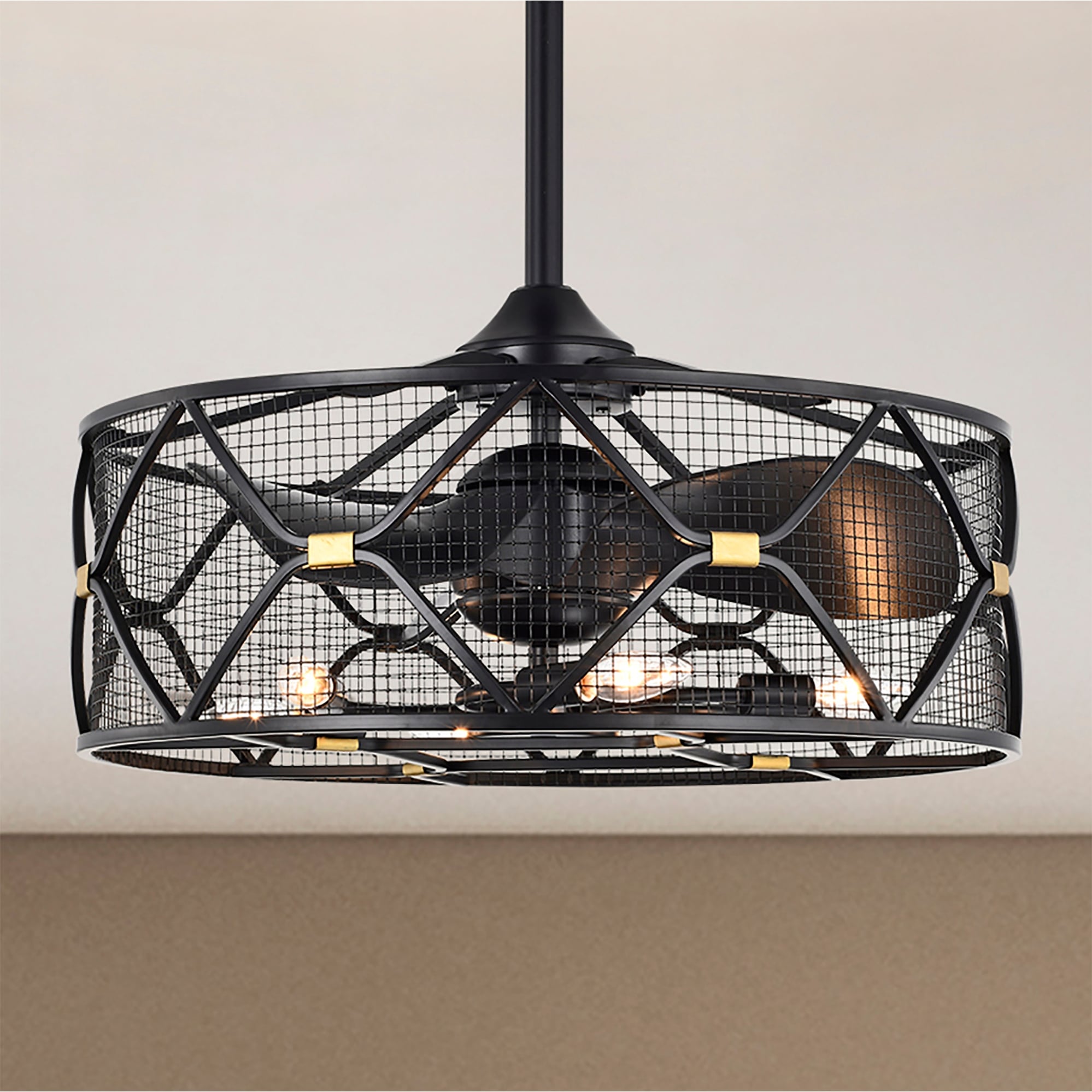 Warehouse of Tiffany Nelle 24-inch Matte Black 6 Lights 3 Blades Lighted Ceiling Fan with Remote