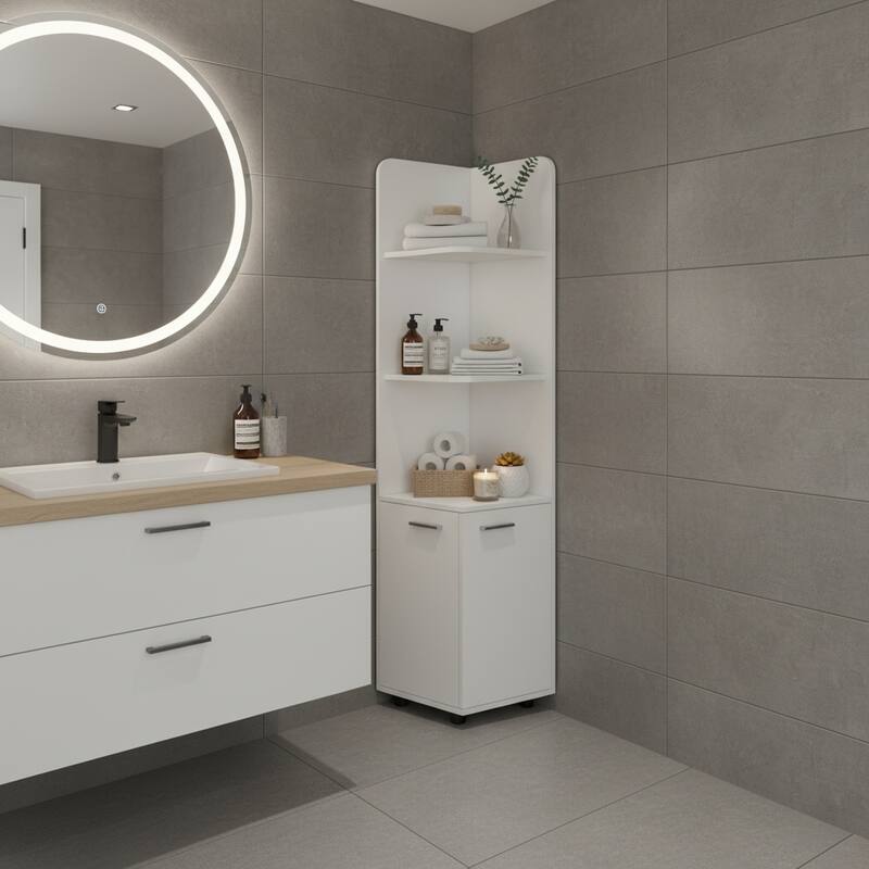 HomeRoots 15" Black And White Accent Cabinet With Four Shelves - 14.80 in. x 62.20 in. x 14.20 in.