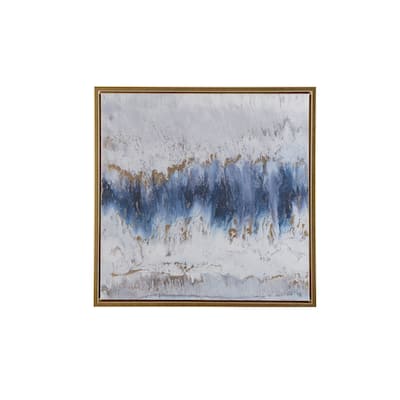 Madison Park Blue Embrace Gold Foil Abstract Framed Canvas Wall Art