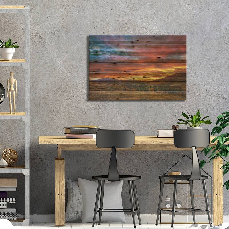 A Sunset To Remember Print On Wood by Bill Sherrell - Multi-Color