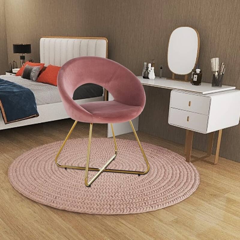 Modern Velvet 2PC Dining Chairs Armchair, MidCent Gold Legs