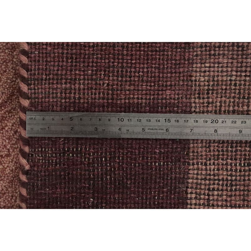 Hand Knotted Oriental 100% Wool Carpet Modern Geometric Pink Gabbeh Area Rug - 7' 2'' X 5' 1''