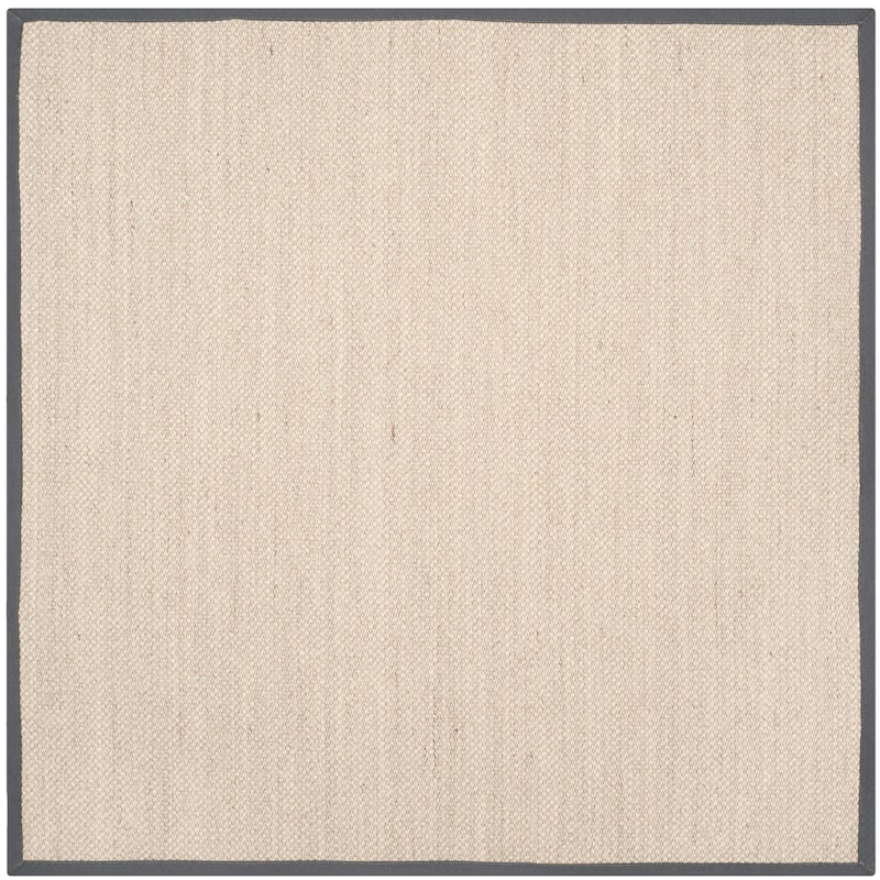 SAFAVIEH Natural Fiber Pacific Casual Border Sisal Rug - 9' Square - Marble/Dark Grey - Square