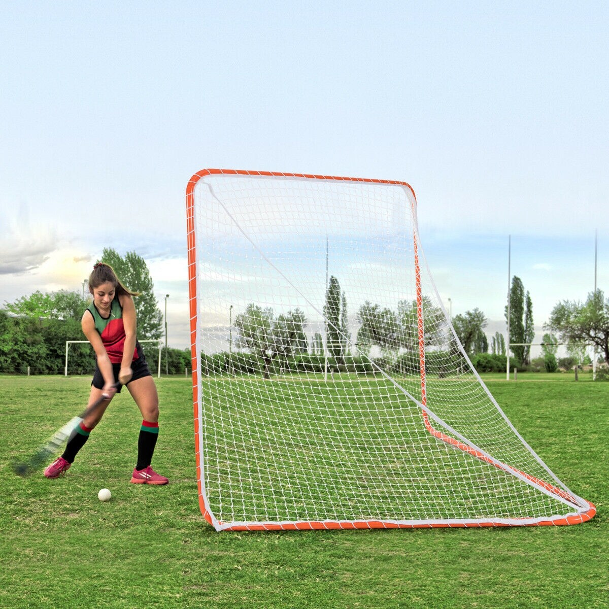 Gymax 6'X6' Portable Lacrosse Practice Net Stylish Hockey Goal Net For Sport 
