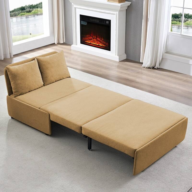 Mixoy Full Size Queen Size Sofa Bed,2 in 1 Convertible Linen 1-Seater/Loveseat Sleeper Sofa Couch with Cushions