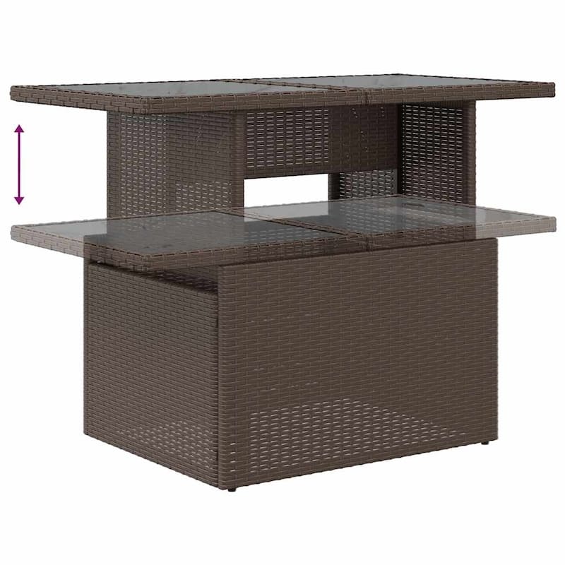 vidaXL Patio Sofa Set with Cushions Table and Couches 7 Piece Poly Rattan - 24.4" x 24.4" x 27.2"