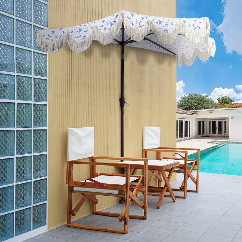 9ft Half Market Umbrella, Scalloped, Crank, Tilt, UV, by JONATHAN Y