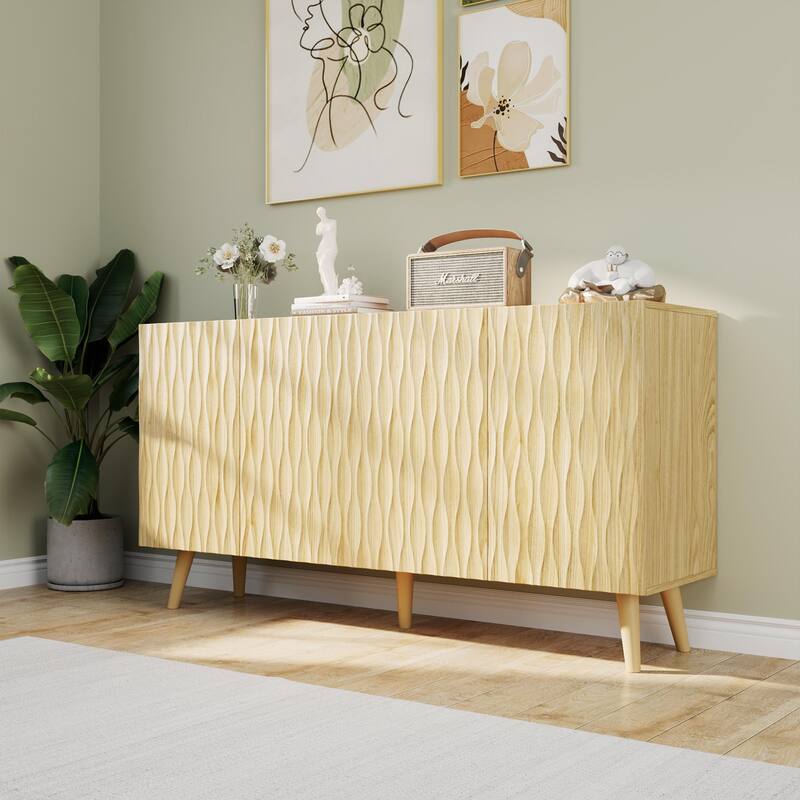 EROMMY 58" Accent Storage Cabinet with Adjustable Shelves, Sideboard Buffet with Doors for Living Room