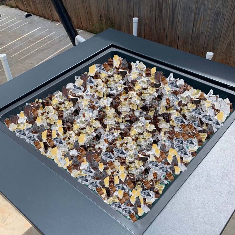 Copper Clear Gold Tempered Crushed Fire Glass Rocks half Inch 10 lbs. - 1/2 inch