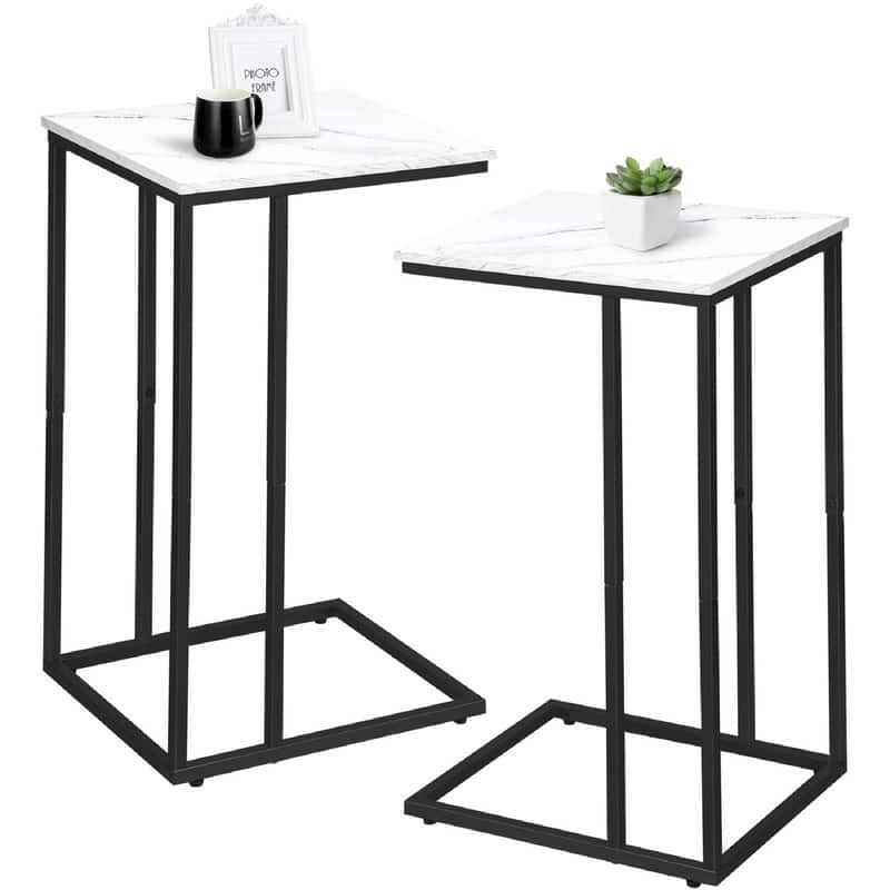 C Shaped Side Table Set of 2 - 16"D x 12"W x 25"H