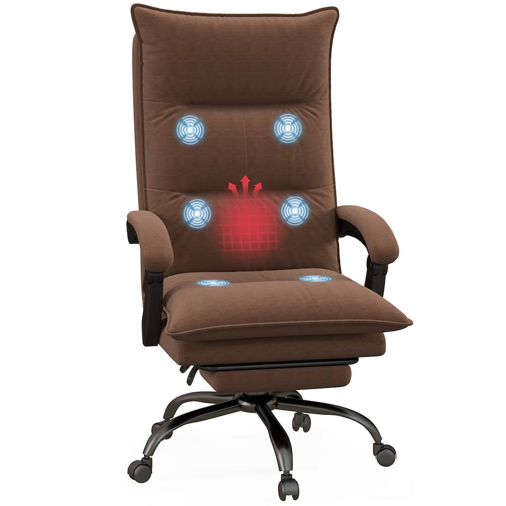 Executive Massage Office Chair with 6 Vibration Points, Microfiber Computer Desk Chair, Heated Reclining Chair with Footrest