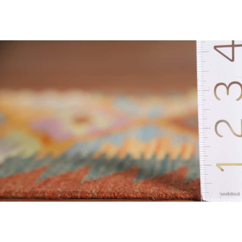 Geometric Kilim Reversible Runner Rug Flatweave Wool Carpet - 2'0"x 6'8"
