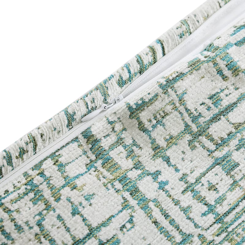 HiEnd Accents Keziah Green Textured Pattern Chenille Jacquard Modern Bedding 3 Piece Duvet Cover Set
