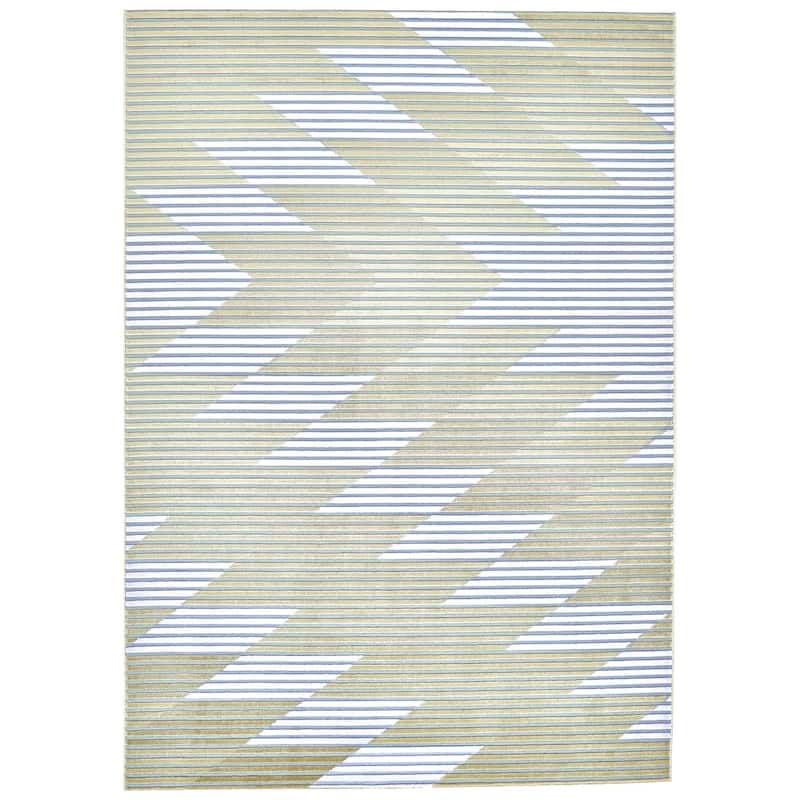 Crowford Sunburst High-Low Rug, Gold/White, Area Rug - 10'-4" x 13'-6" - Rich Gold/Bright White/Steel Gray