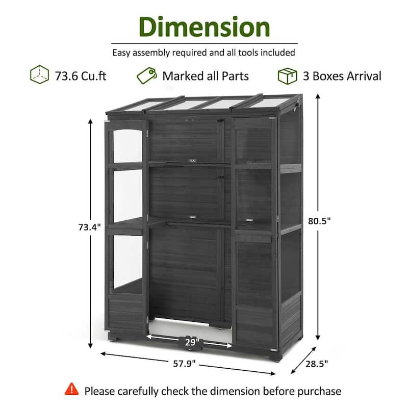 MCombo Walk-in Greenhouse with Openable Roof and Lockable Door, Solid Wood 0899