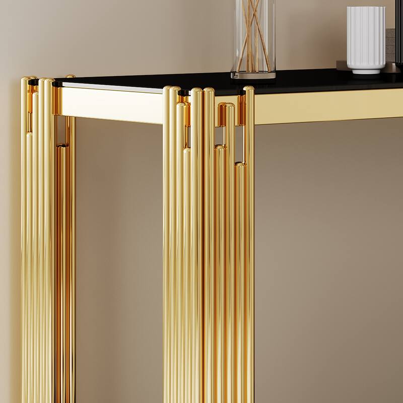 47.24" Metal Console Table with 2-Tier Stainless Frame