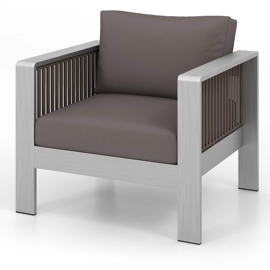 Aluminum Patio Armchair with Thick Cushions for Comfort - 31"L x 27.5"W x 24.5"H