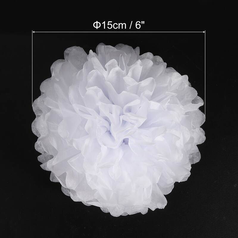 10Pcs 4" Tissue Pom Poms Paper Flowers Ball Party Wedding Decor - White - 6"