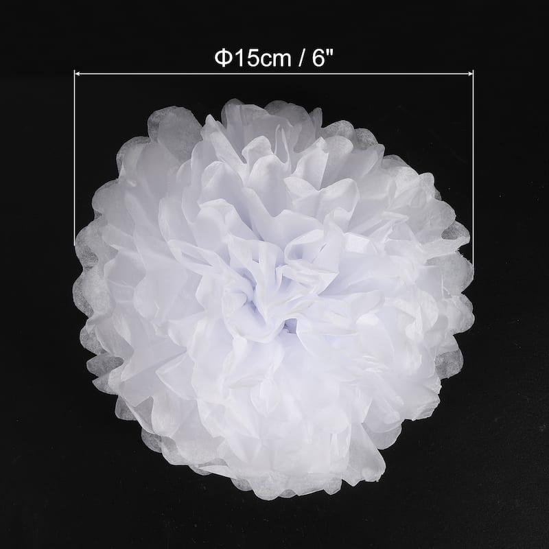 20Pcs Tissue Pom Poms Paper Flowers Ball Party Wedding Decor - White - 6"