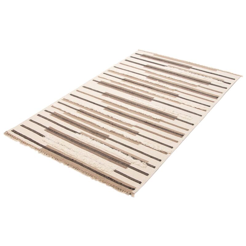 ECARPETGALLERY Hand Tufted Timeless Cream Wool Rug - 5'0 x 8'0