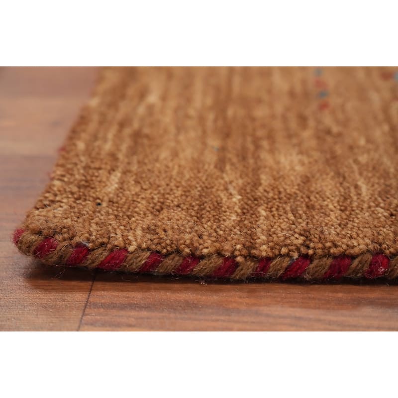 Hand Knotted Oriental 100% Wool Carpet Tribal Animal Pictorial Brown Gabbeh Area Rug - 7' 9'' X 5' 2''