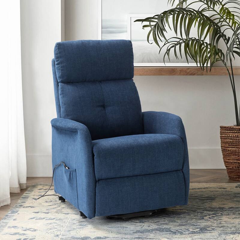 Elisa Mid-century Modern Power Remote Lift Assist Recliner with Metal Base